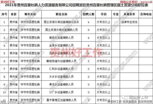 贵州百里杜鹃管理区国土资源分局2021年招聘43名劳务派遣工作人员 报名时间 3月9日至10日